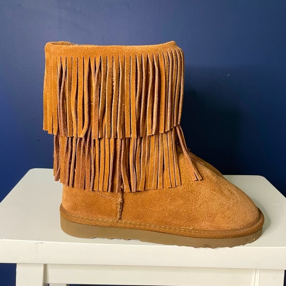 Shoes - AMERICAN RAG NEW! Fringe Suede Boots in Tan